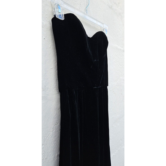 VTG 80s Victor Costa Gown Small 8 Black Velvet Strapless Sweetheart Maxi Dress - Picture 3 of 16